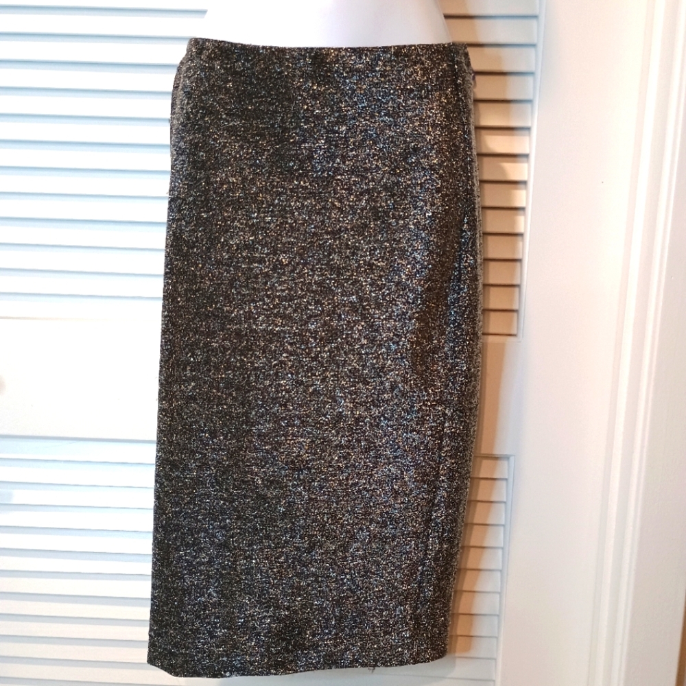 Express Elegant Black and Silver Metallic Pencil Skirt Size Small Petite